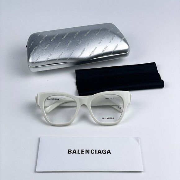 NEW Balenciaga BB0263O 003 White Square Unisex Eyeglasses - Picture 11 of 11